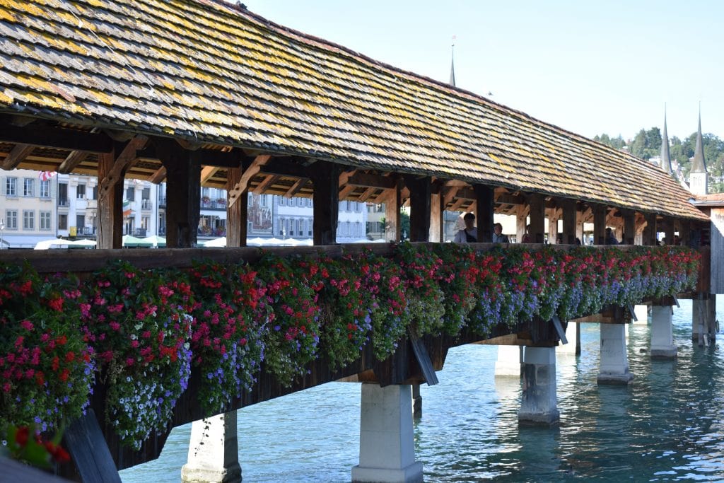 Chapel Bridge wooden bridge with flowers