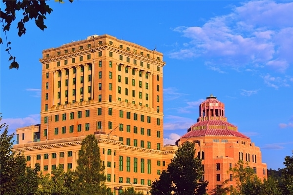 Downtown Asheville city hall built in the Art Deco architectural style