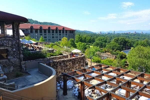 Grove Park Inn terrace view of downtown Asheville