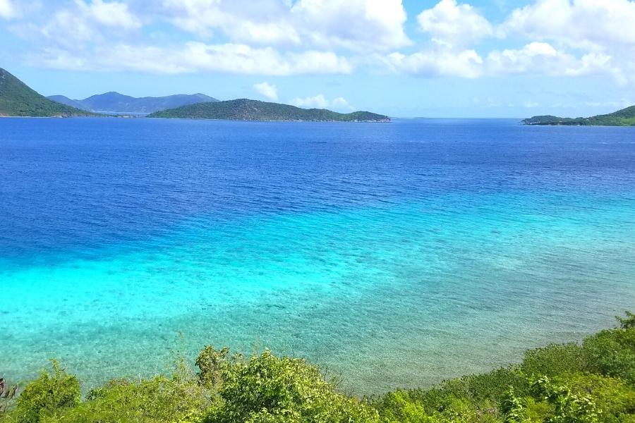 Multiple hues of blue waters in Leinster Bay on St John, USVI