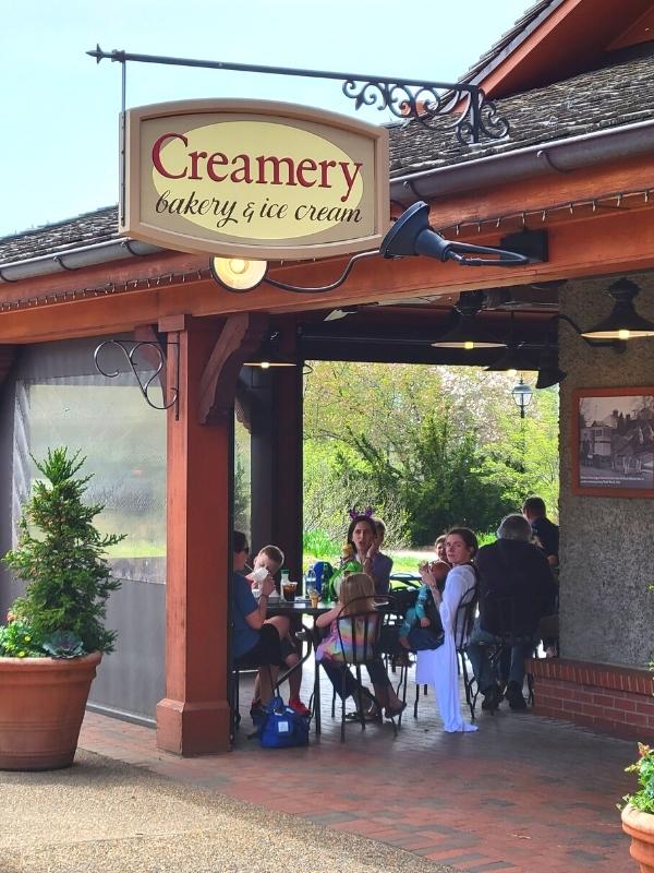 The Creamery in Antler Hill Village is full of families enjoying ice cream on the outside terrace