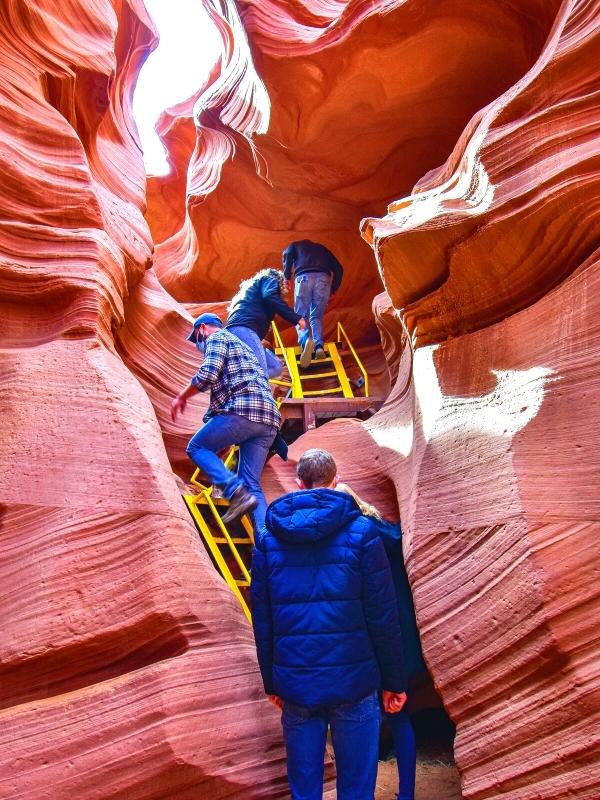 Lower Antelope Canyon requires a few steel ladders to move people through the canyon tour