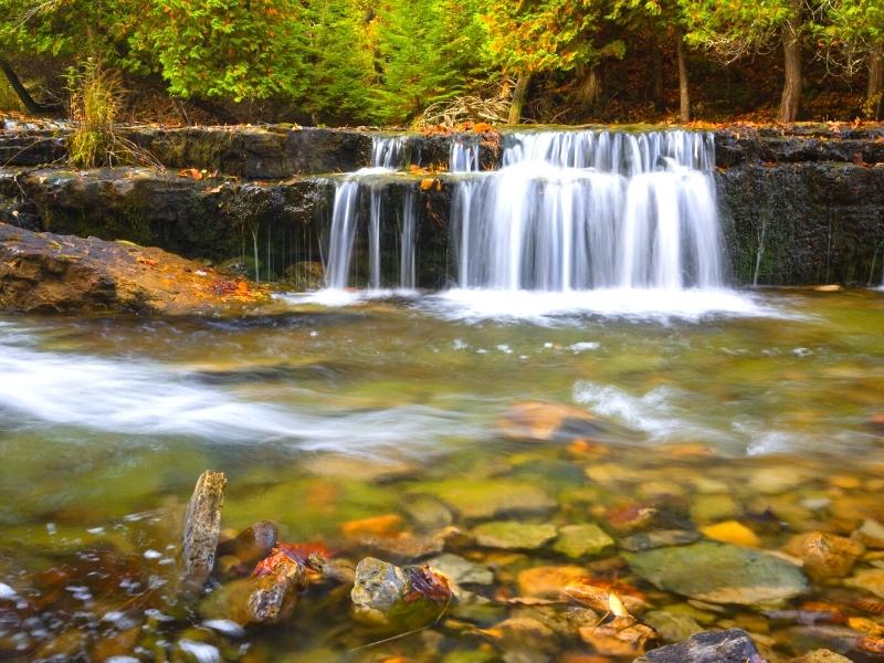 Long exposure shot of one of the small drops that make up Au Train Falls near Pictured Rocks