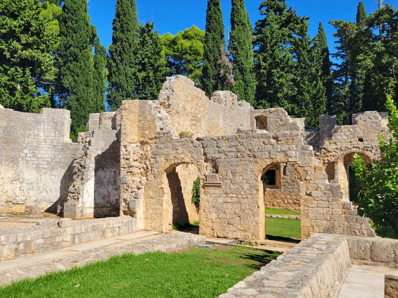White stone ruins of the Benedictine Monastery on Lokrum Island