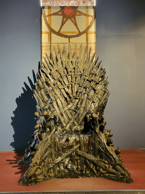A replica Iron Throne made of melted together swords from the show Game of Thrones on Lokrum Island