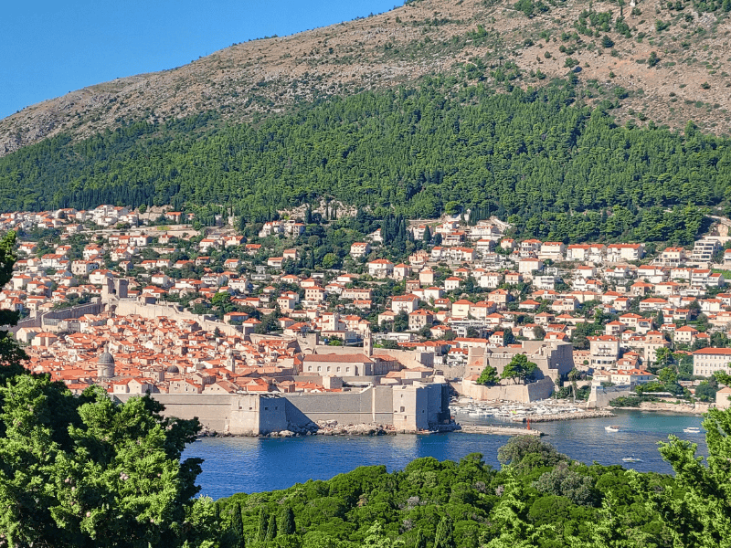 A view of Dubrovnik's Old Town from a viewpoint on Lokrum Island